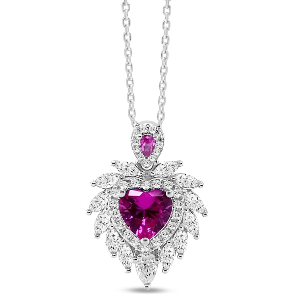 Anna Zuckerman Flaming Heart Necklace In Pink Sapphire