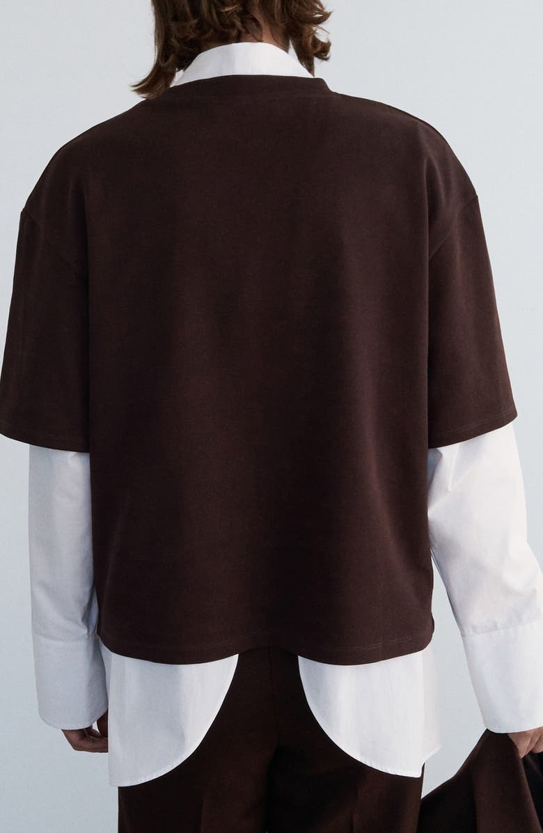 MANGO Selection Oversize Cotton Blend T-Shirt, Alternate, color, Brown