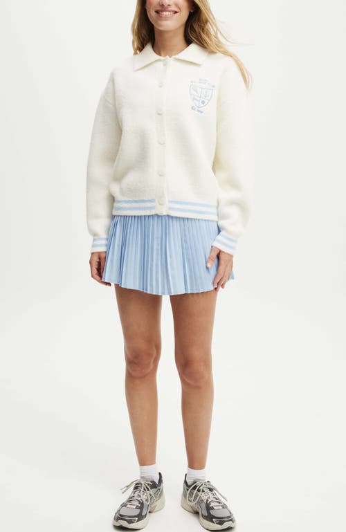 Cotton On Body Active Knitted Graphic Bomber In Coconut Milk Heritage Club