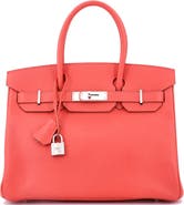 Pre-Owned Hermes Birkin Handbag Pink Epsom with Palladium Hardware 30