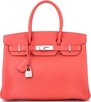Pre-Owned Hermes Birkin Handbag Pink Epsom with Palladium Hardware 30