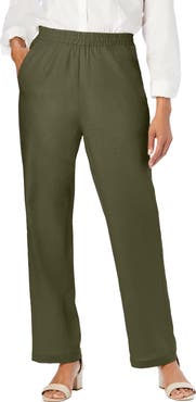 Jessica London Lightweight Linen Blend Straight Leg Pants