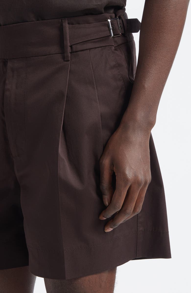 Dolce&Gabbana Pleated Stretch Cotton Gabardine Shorts, Alternate, color, M1348 Deep Brown