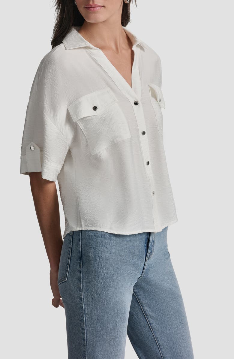 DKNY Short Sleeve Roll Tab Shirt, Alternate, color, Ivory