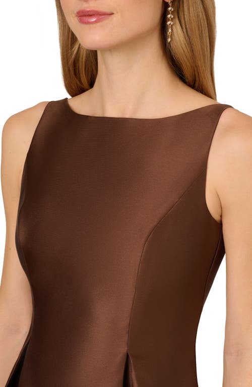 Adrianna Papell Sleeveless Mikado Fit & Flare Midi Dress In Brown