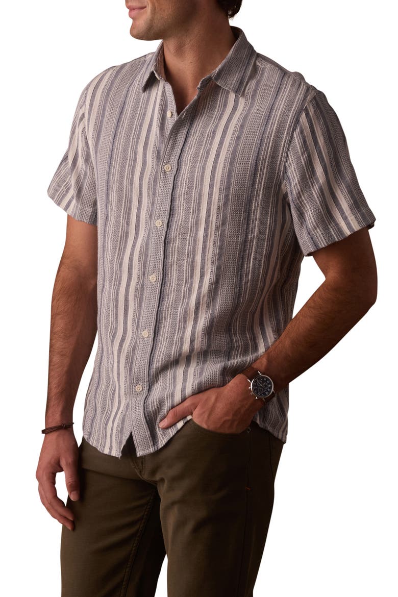 Freshwater Everyday Short Sleeve Button-Up Shirt, Main, color, POSITANO STRIPE