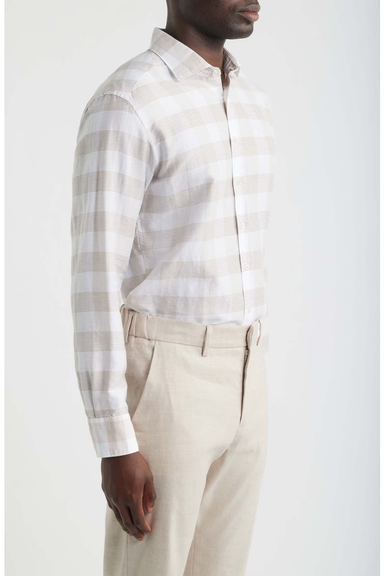 Modern Fit Cotton & Linen Easy-Iron Dress Shirt, Alternate, color, BEIGE