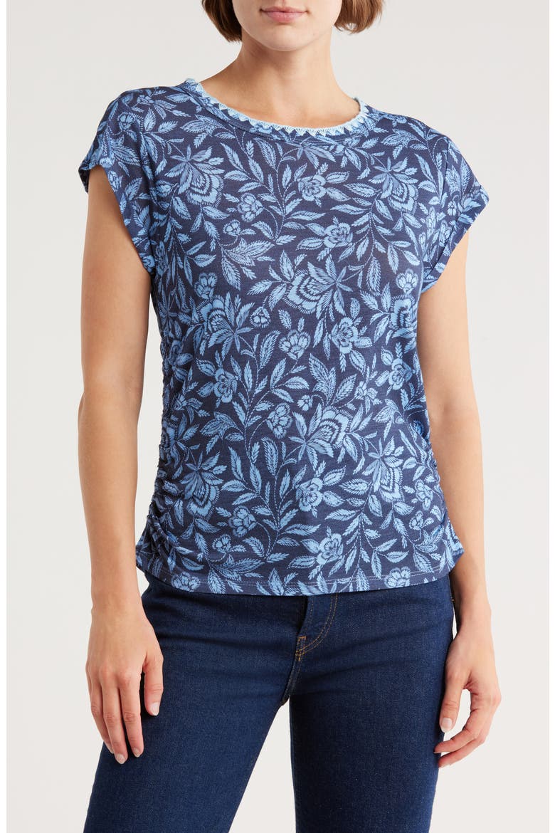 Cap Sleeve Ruched Top, Main, color, PROVENCE BLUE