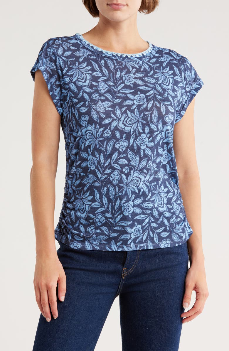 Democracy Cap Sleeve Ruched Top, Main, color, Provence Blue