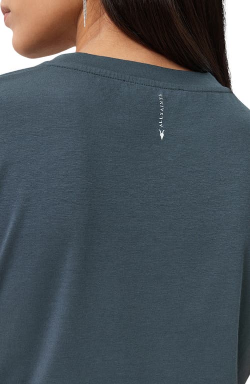 Allsaints Womens Dark Slate Blu West Ruched Stretch Cotton-blend Top In Gray