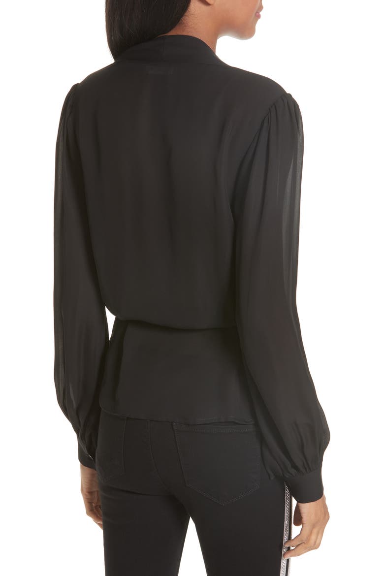 Cara Silk Wrap Blouse, Alternate, color, BLACK