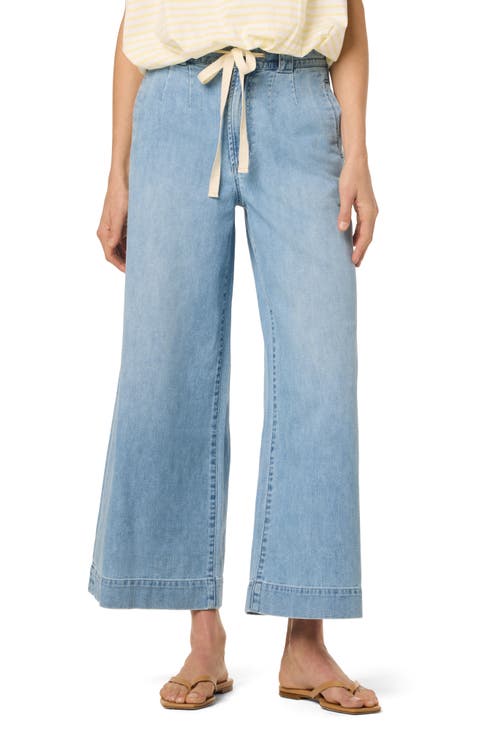 Tie Waist Ankle Denim Pants
