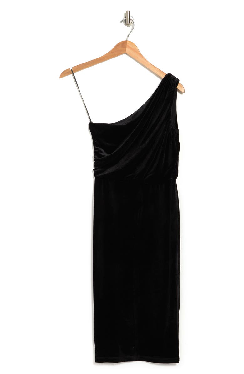 Love By Design Laura One Shoulder Velvet Sheath Dress, Alternate, color, Black