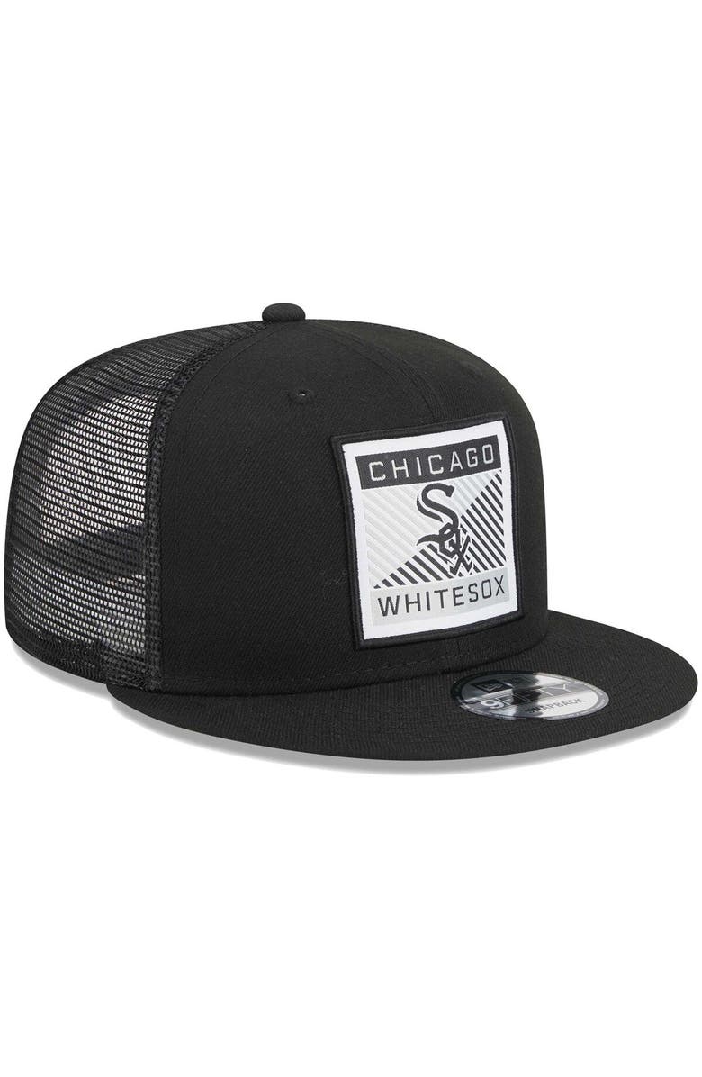 New Era Men
s New Era Black Chicago White Sox Scratch Squared Trucker 9FIFTY Snapback Hat, Alternate, color, Black