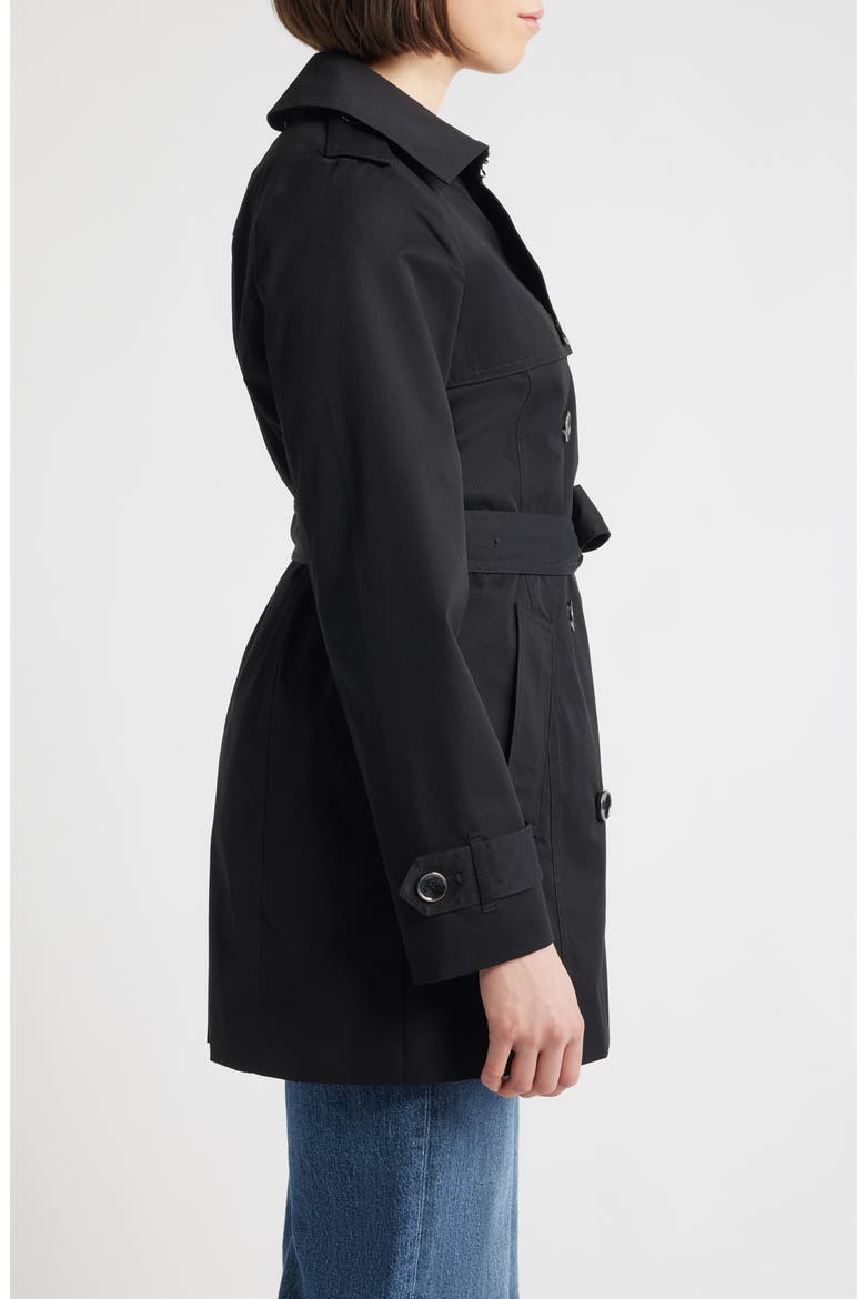 Water Resistant Short Trench Coat, Alternate, color, BLACK