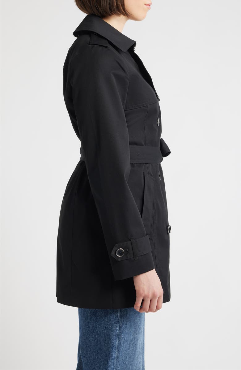 Michael Kors Water Resistant Short Trench Coat, Alternate, color, Black