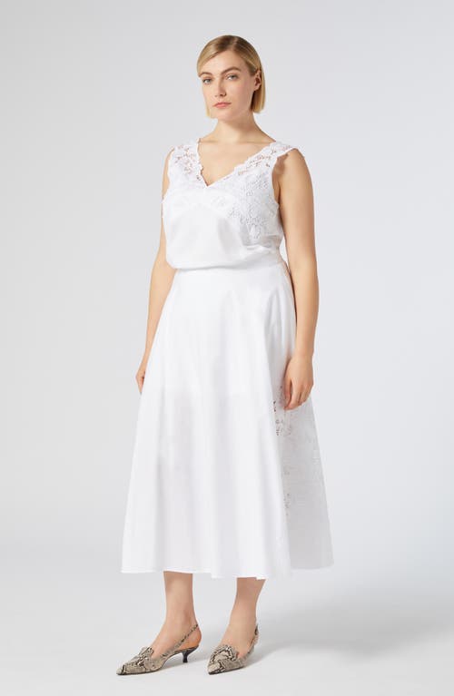 MARINA RINALDI MARINA RINALDI CREMONA EMBROIDERED COTTON MIDI SKIRT