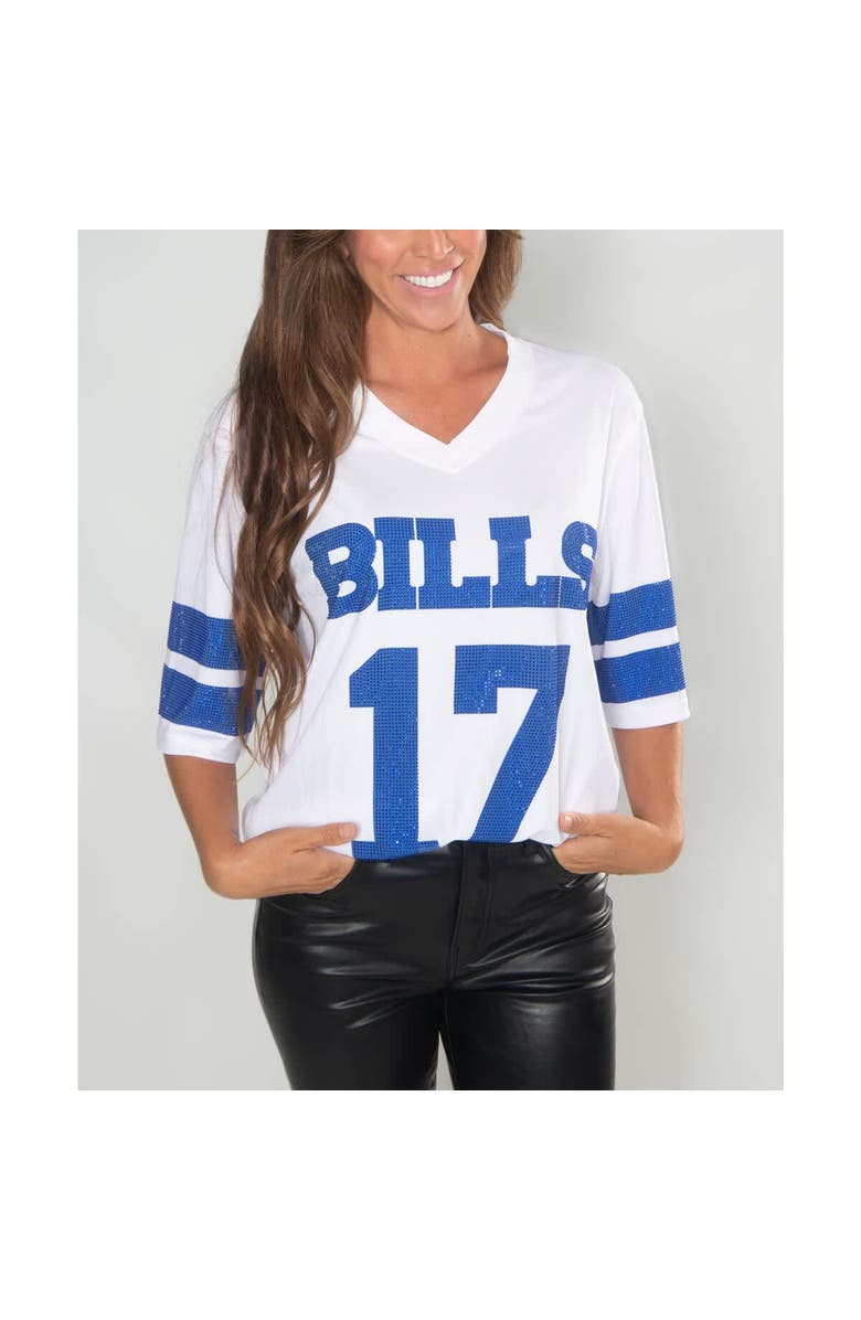 CUCE Women's Cuce Josh Allen White Buffalo Bills Crystal V-Neck Tunic, Alternate, color, White