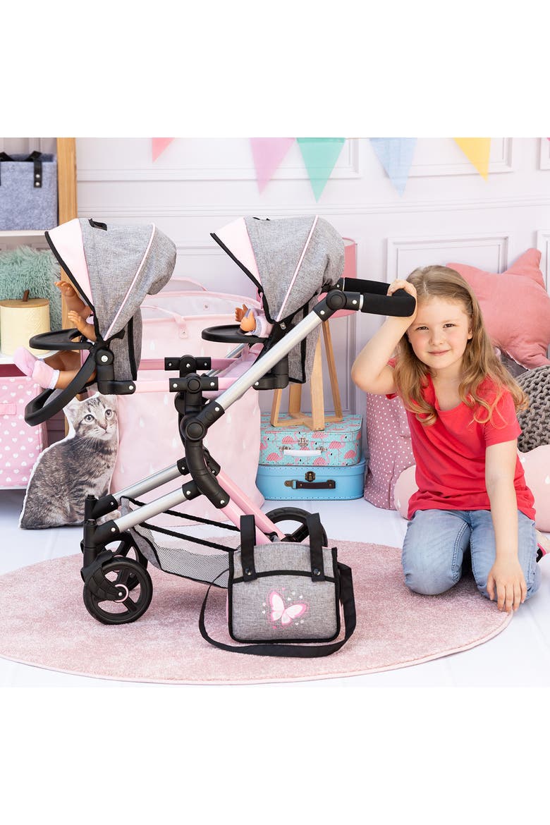Twin Doll Pram Neo, Up to 18 Inch Dolls, Alternate, color, Pink