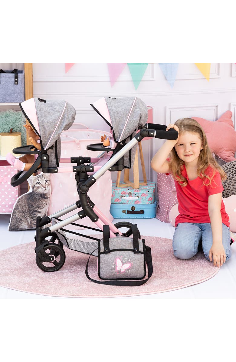 Bayer Design Twin Doll Pram Neo, Up to 18 Inch Dolls, Alternate, color, Pink