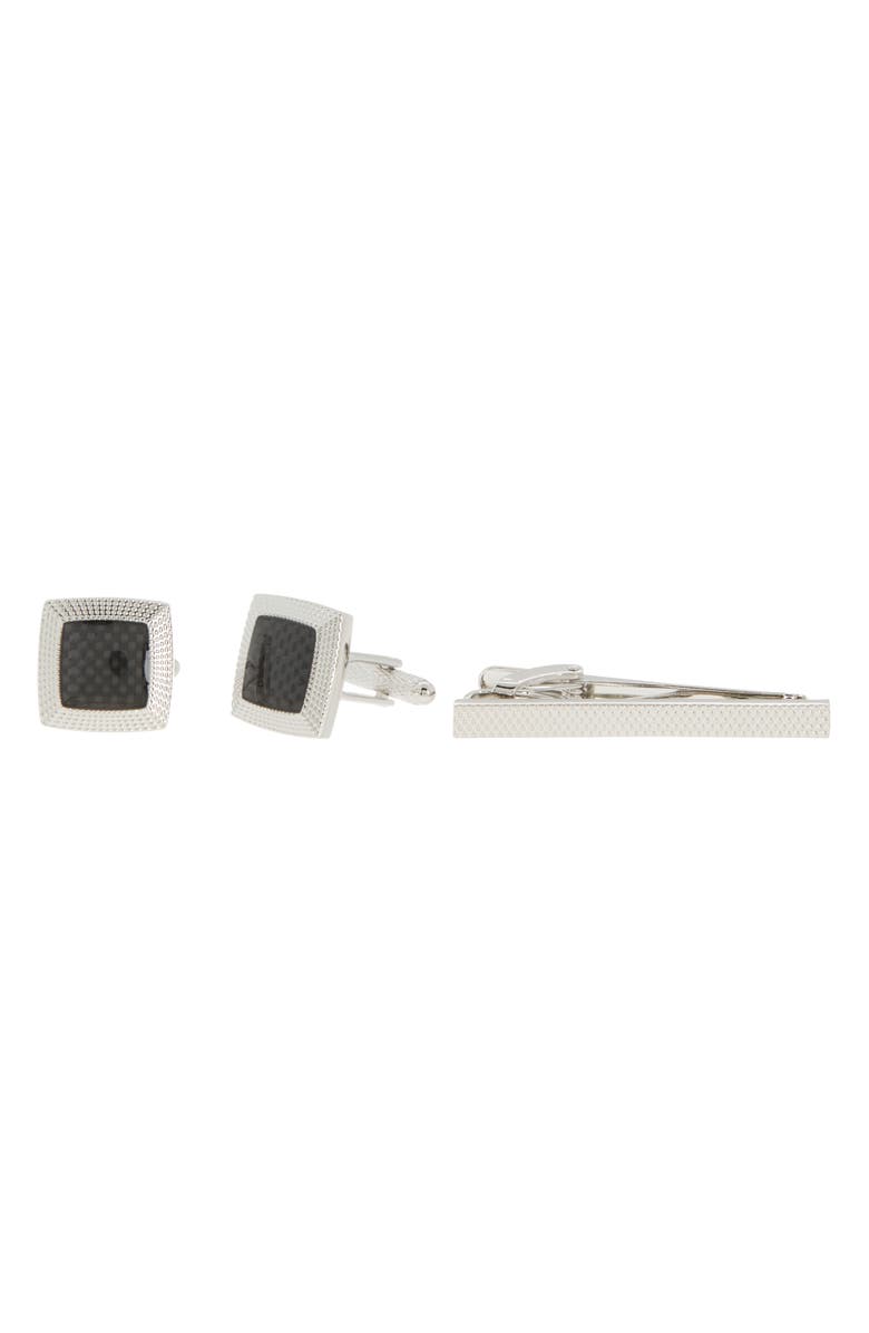 Perry Ellis Square Cuff Link & Tie Bar Set, Main, color,