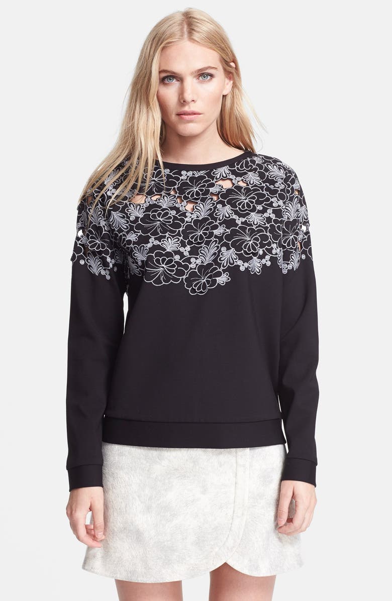 Tibi 'Blossom' Embroidered Cutout Detail Top, Main, color,