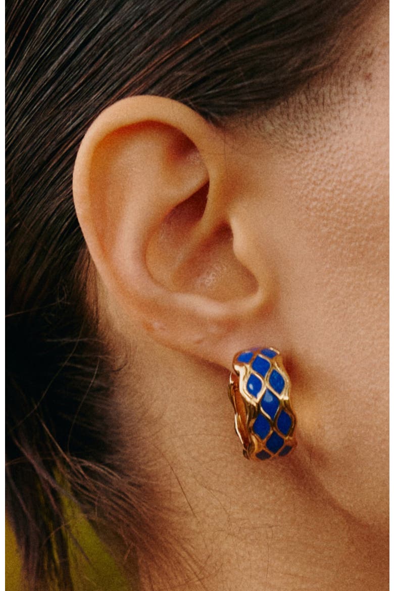 Nirah Hoop Earrings, Alternate, color, Gold&Blue