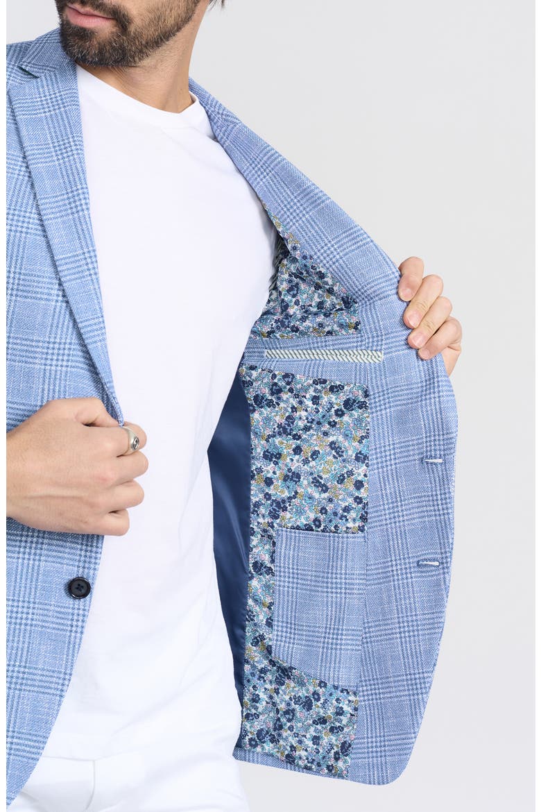 Glen Plaid Cotton Blend Sport Coat, Alternate, color, BLUE