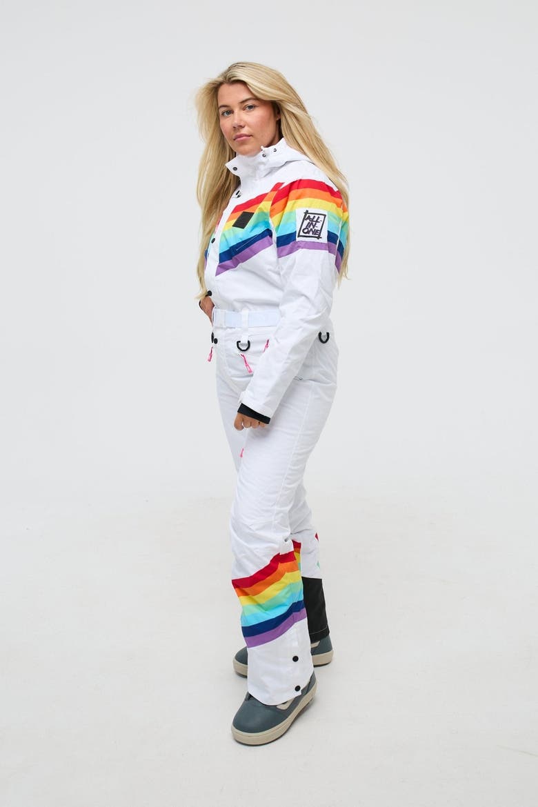 Rainbow Road Shaped Women's Ski Suit, Alternate, color, multi-colour