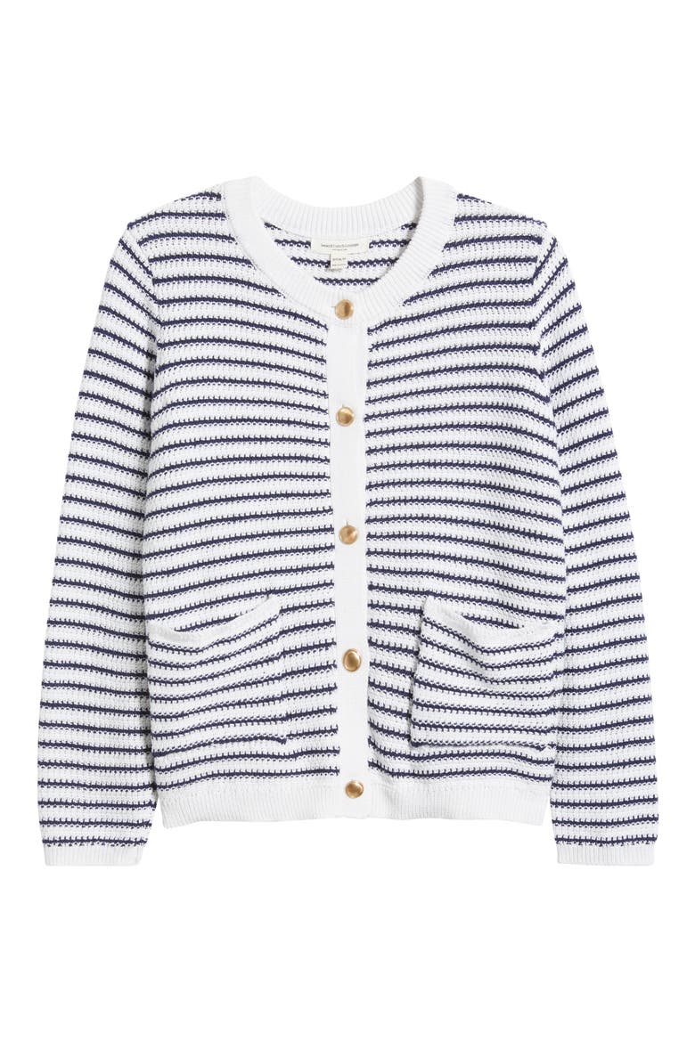 Piera Stripe Cardigan, Alternate, color, NAVY/WHITE LINEN