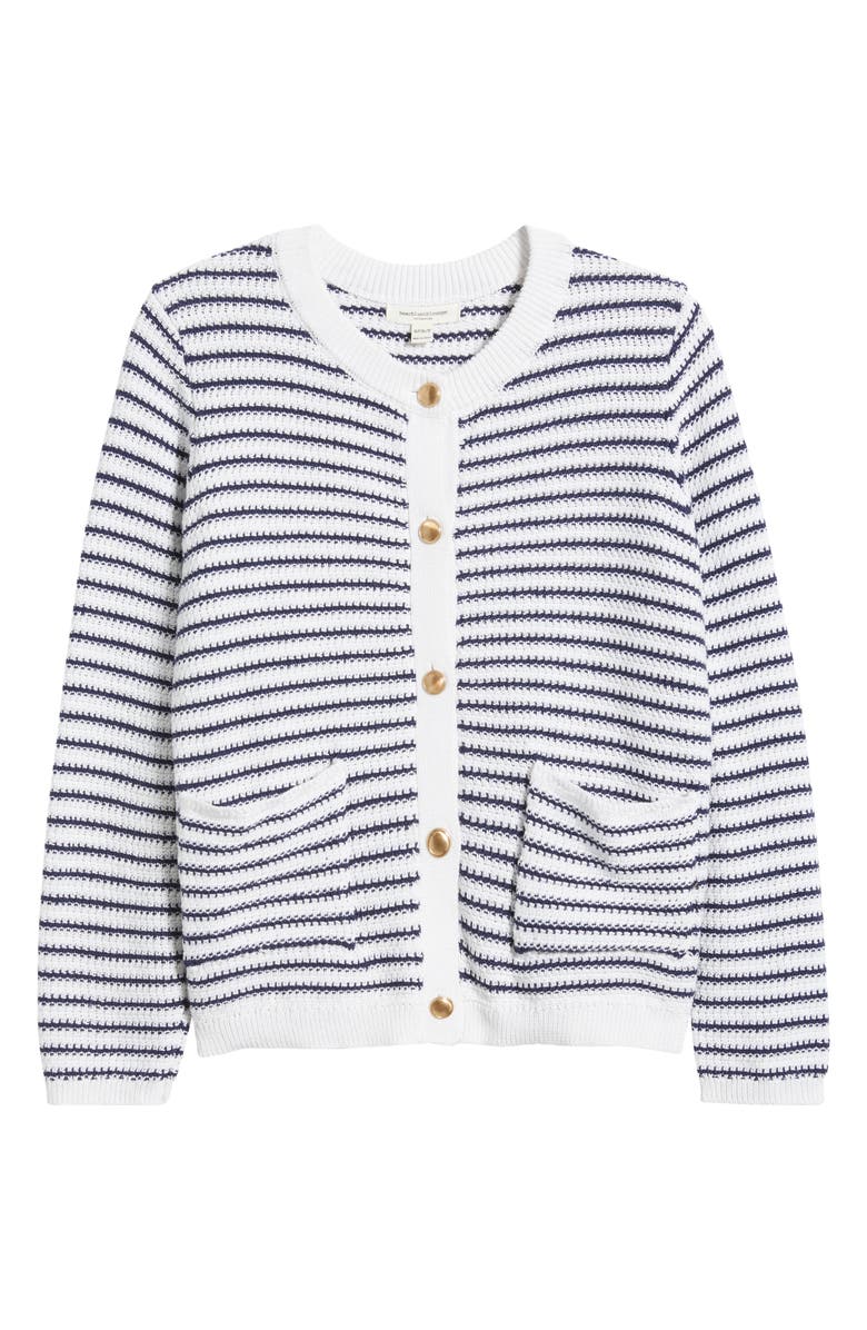 beachlunchlounge Piera Stripe Cardigan, Alternate, color, Navy/White Linen