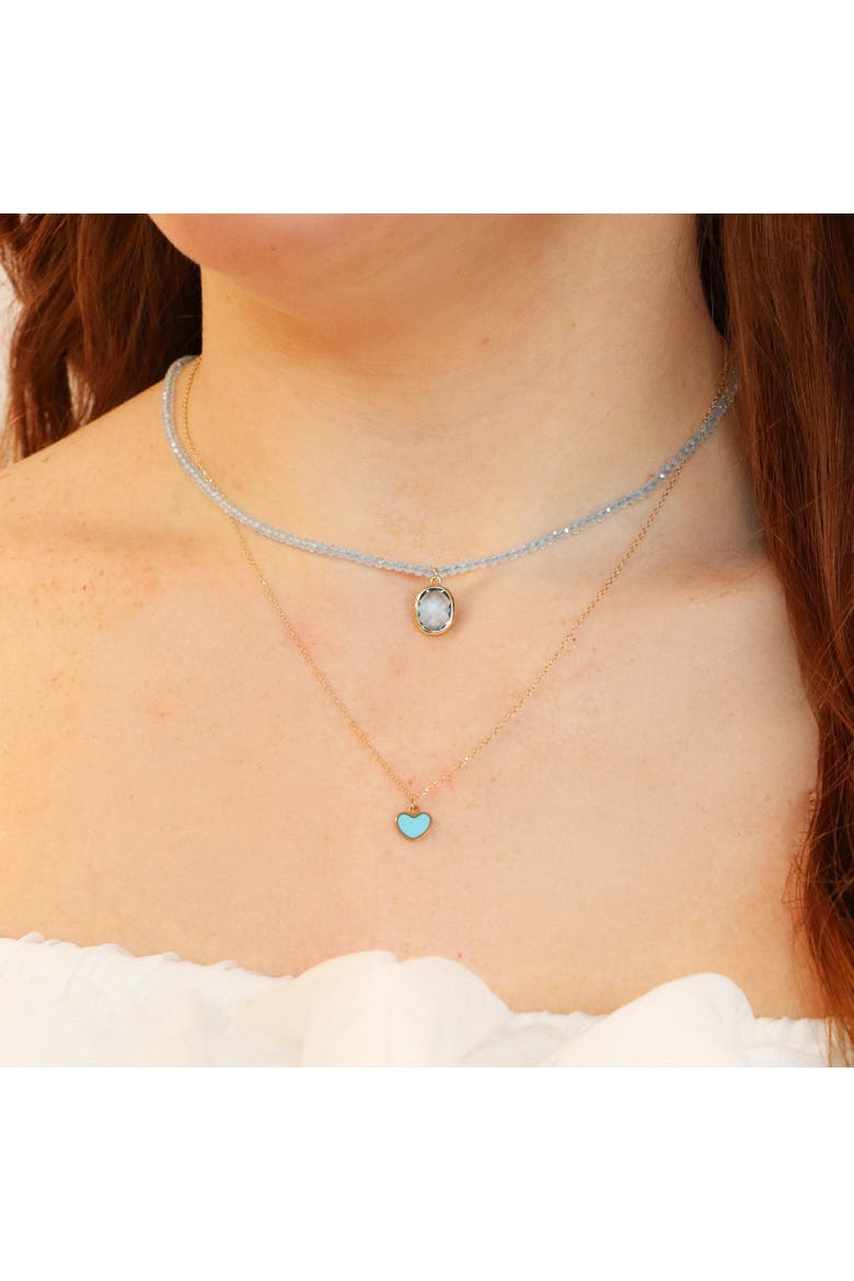 Blue Topaz Bead Bezel Necklace, Alternate, color, Blue Topaz
