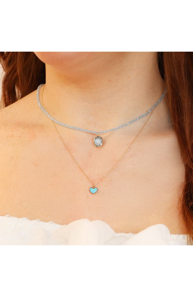 The Lovery Fine Jewelry Blue Topaz Bead Bezel Necklace, Alternate, color, Blue Topaz