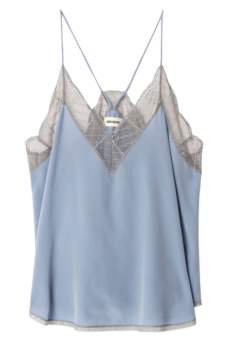 Christy Lace Trim Silk Camisole, Alternate, color, HORIZON