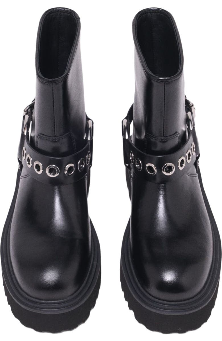 maje Leather biker boots, Alternate, color, Black