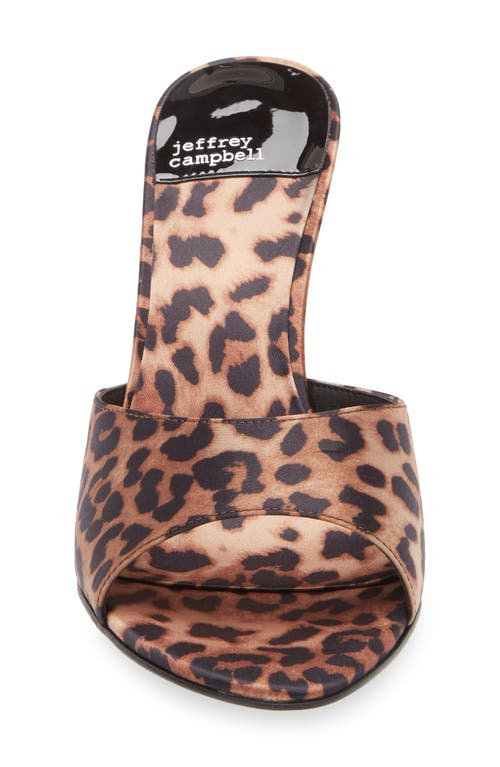 Jeffrey Campbell Agent Slide Sandal In Beige Black Cheetah Satin