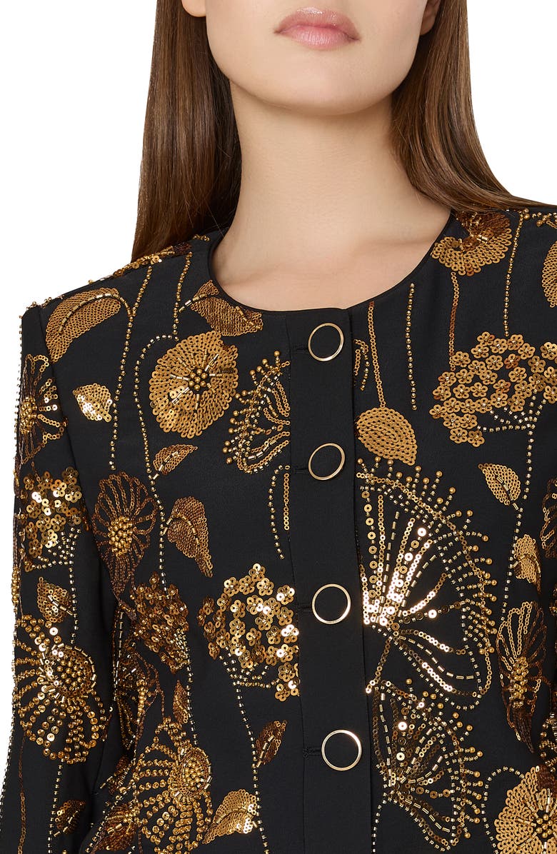 Milly Phoebe Floral Field Sequin Jacket, Alternate, color, 