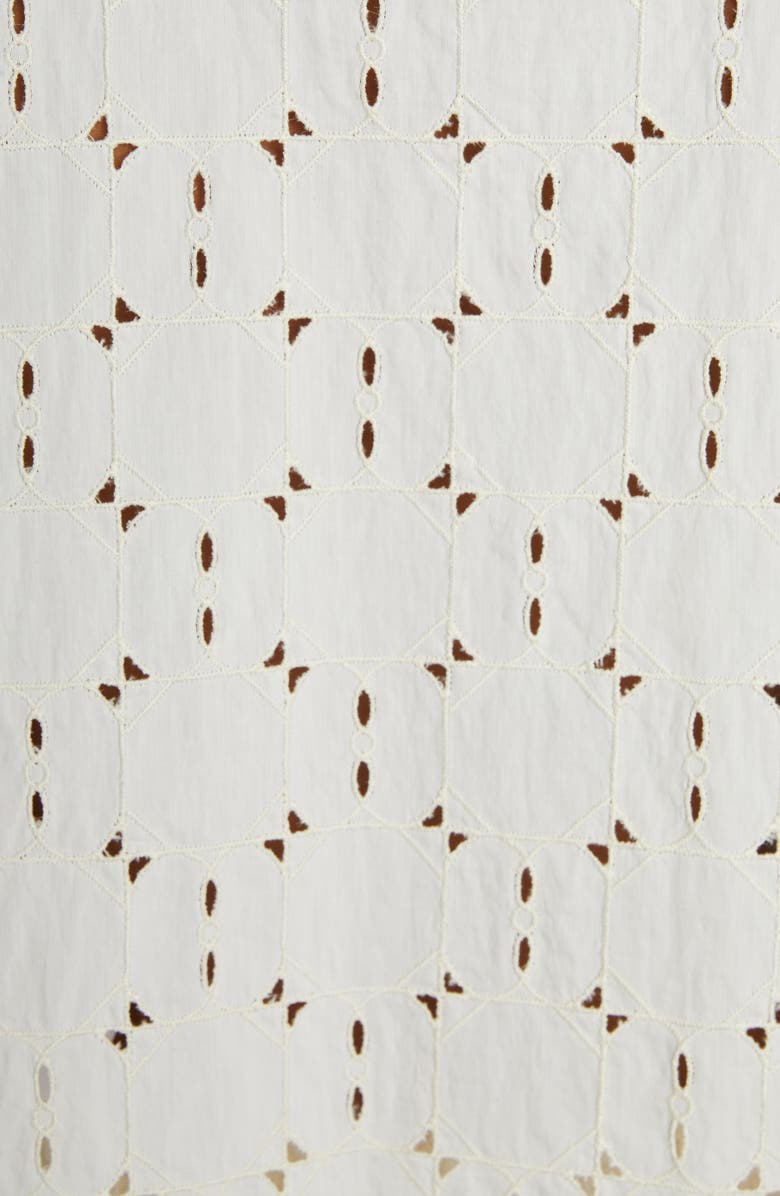 Moncler Cotton Blend Eyelet Button-Up Shirt, Alternate, color, 