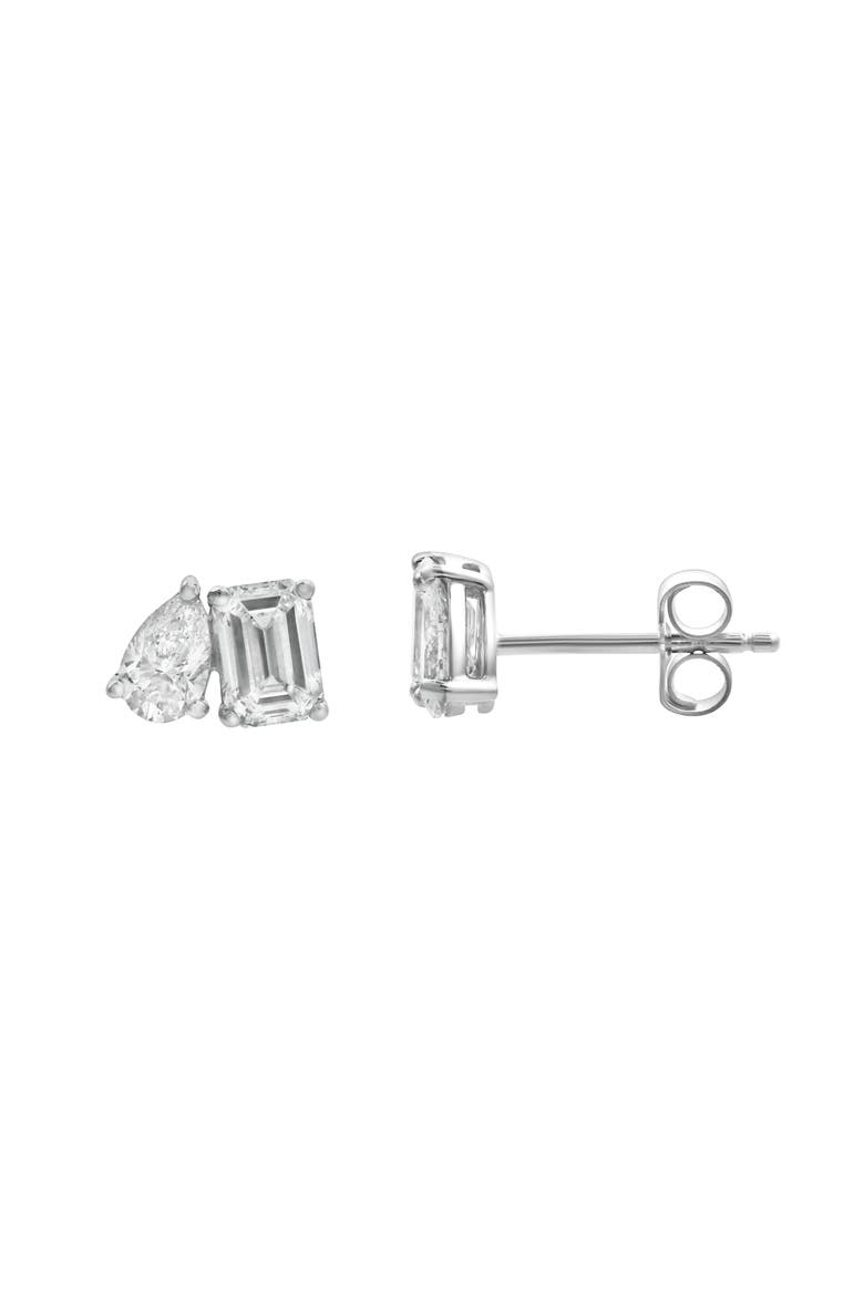Valessa 14K Gold Lab Grown Diamond Toi Et Moi Earrings - 1.25 Ct, Main, color, 14K White Gold
