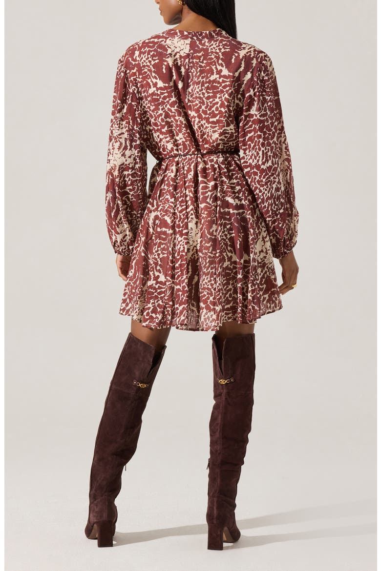 Marisela Long Sleeve Minidress, Alternate, color, RUST PRINT