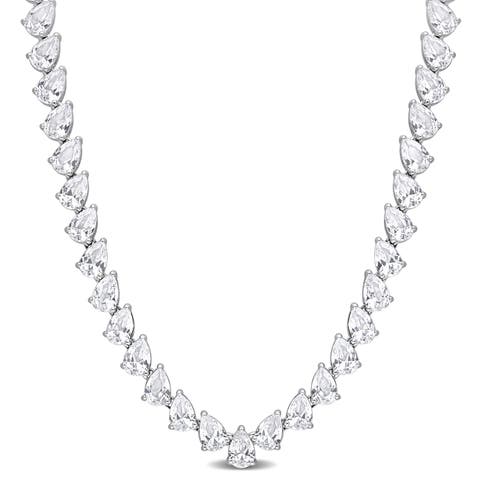 Created White Sapphire Teardrop Tennis Necklace