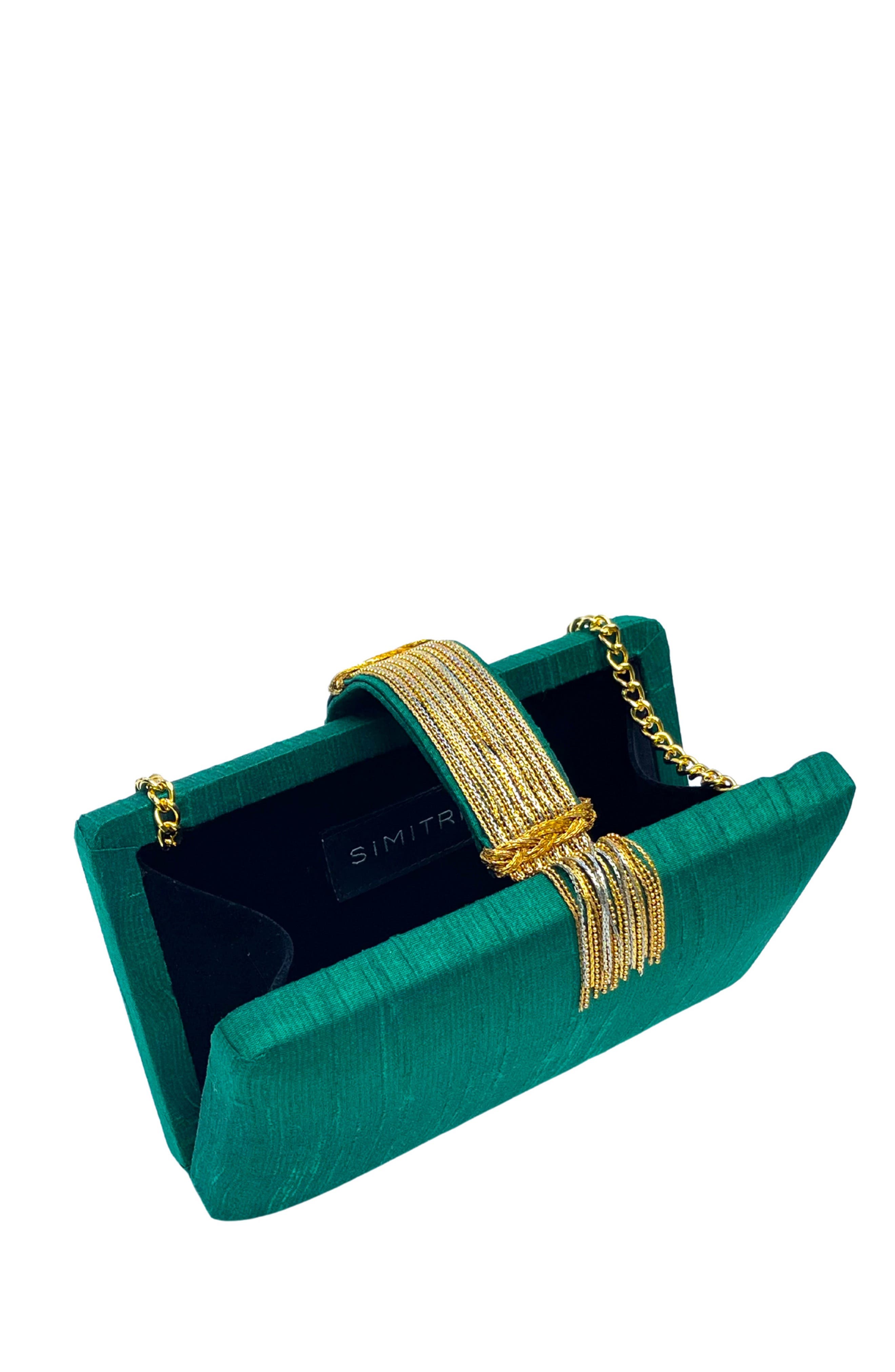 Simitri Jewel Fringe Clutch, Alternate, color, Emerald Green