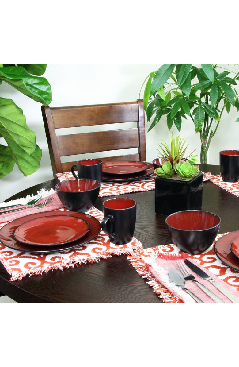Gibson Home Round 16-Piece Dinnerware Set, Burgundy, Alternate, color, Red