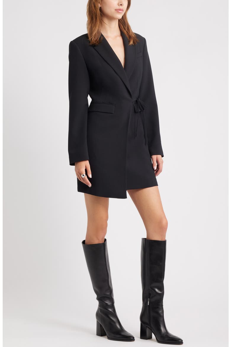 The Icon Suiting Wrap Blazer Dress, Alternate, color, BLACK