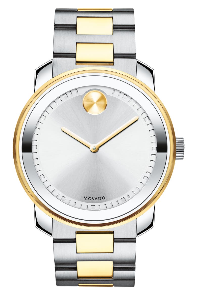 Two Tone Bracelet Watch, 43mm, Main, color, SILVER/ GOLD