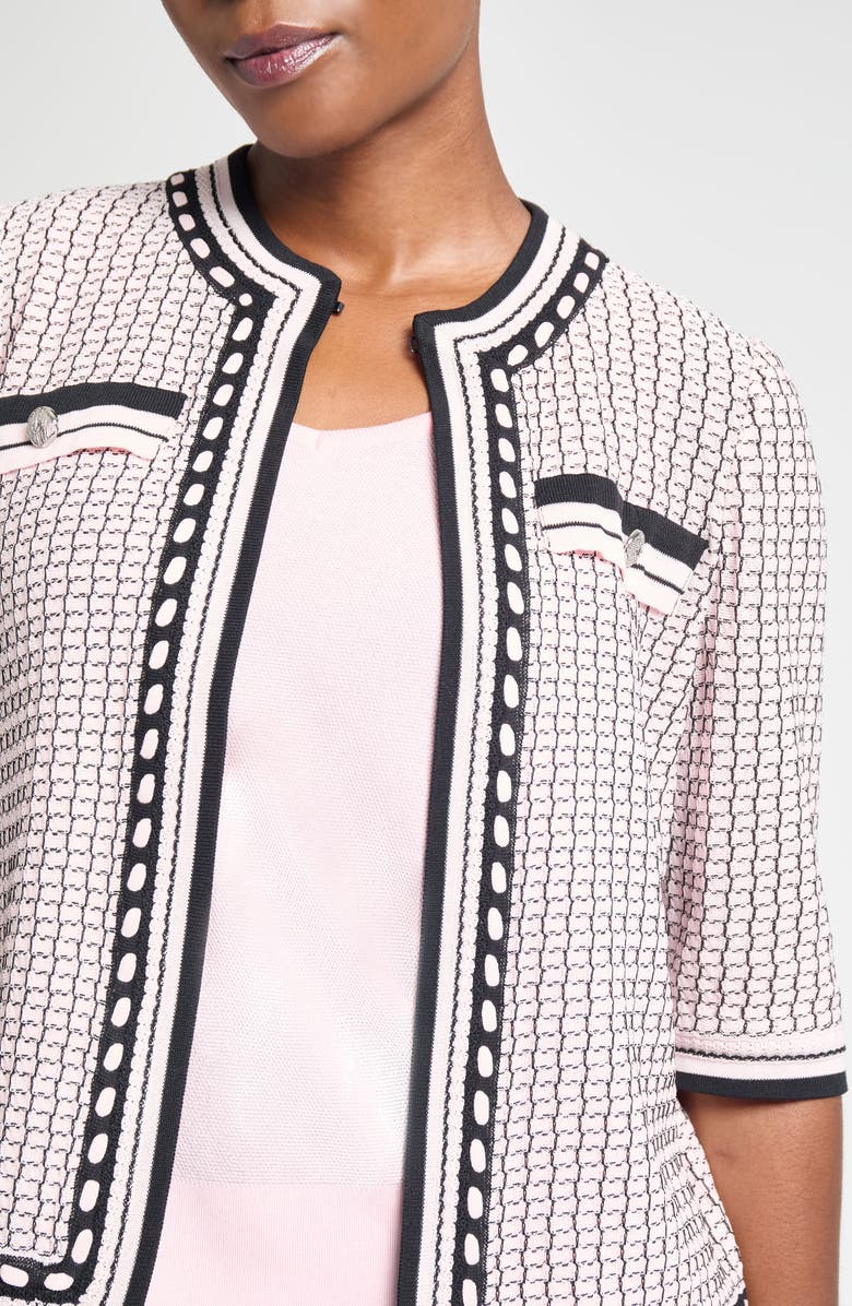 Ming Wang Textured Lace Trim Jacket, Alternate, color, 