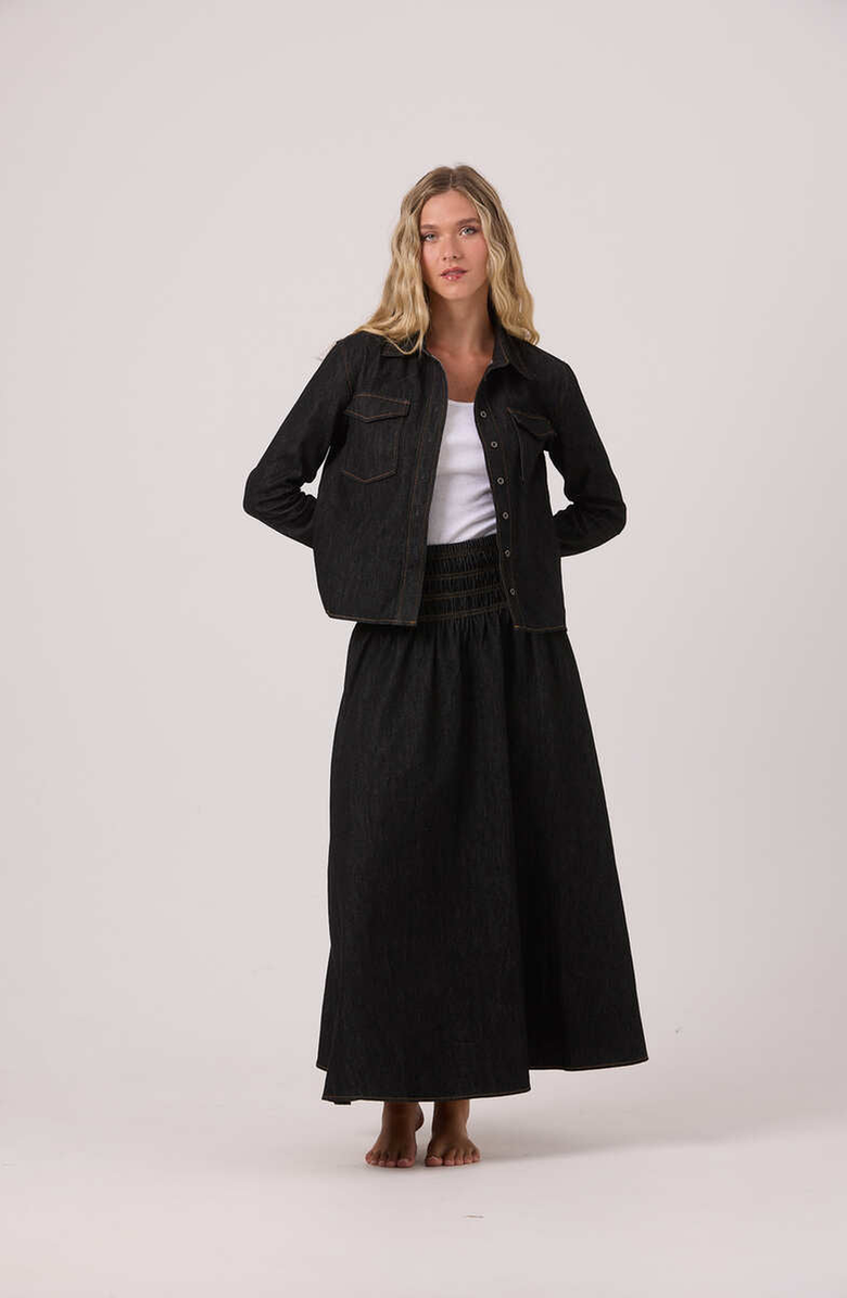 By Tess Collection Hana Blouse, Alternate, color, Black Denim