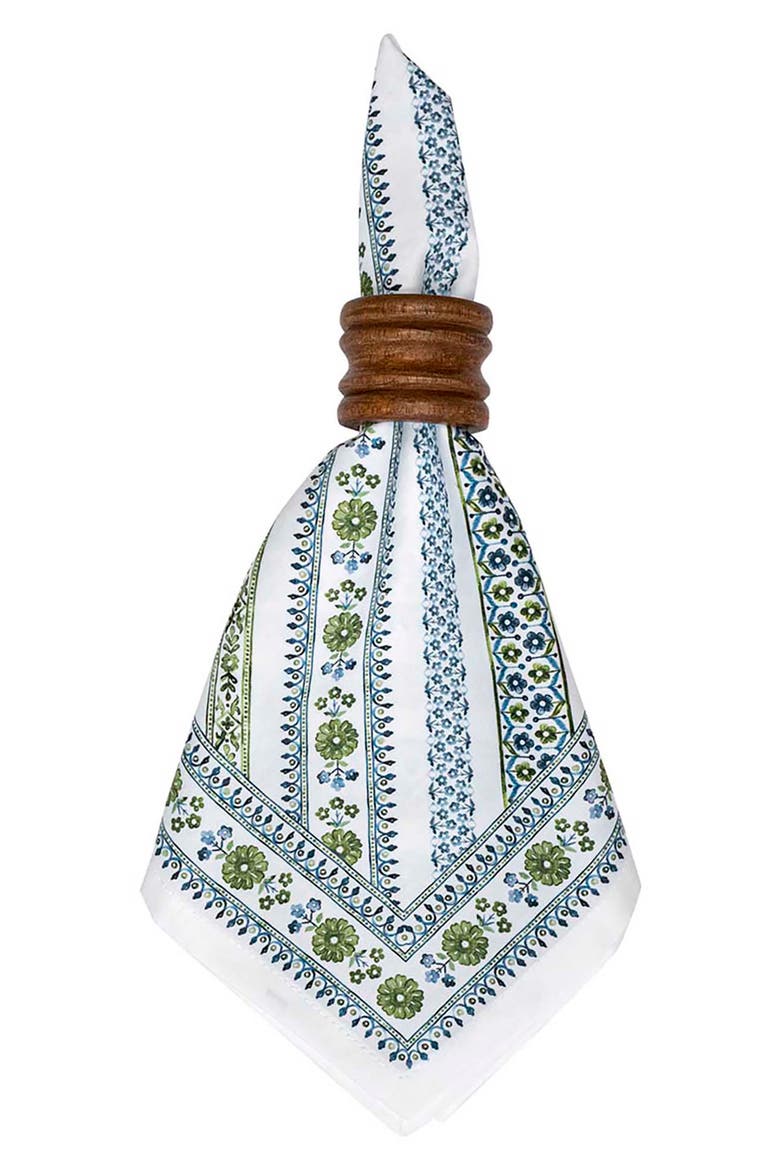Sevilla Stripe Set of 4 Cotton Sateen Napkins, Alternate, color, GREEN