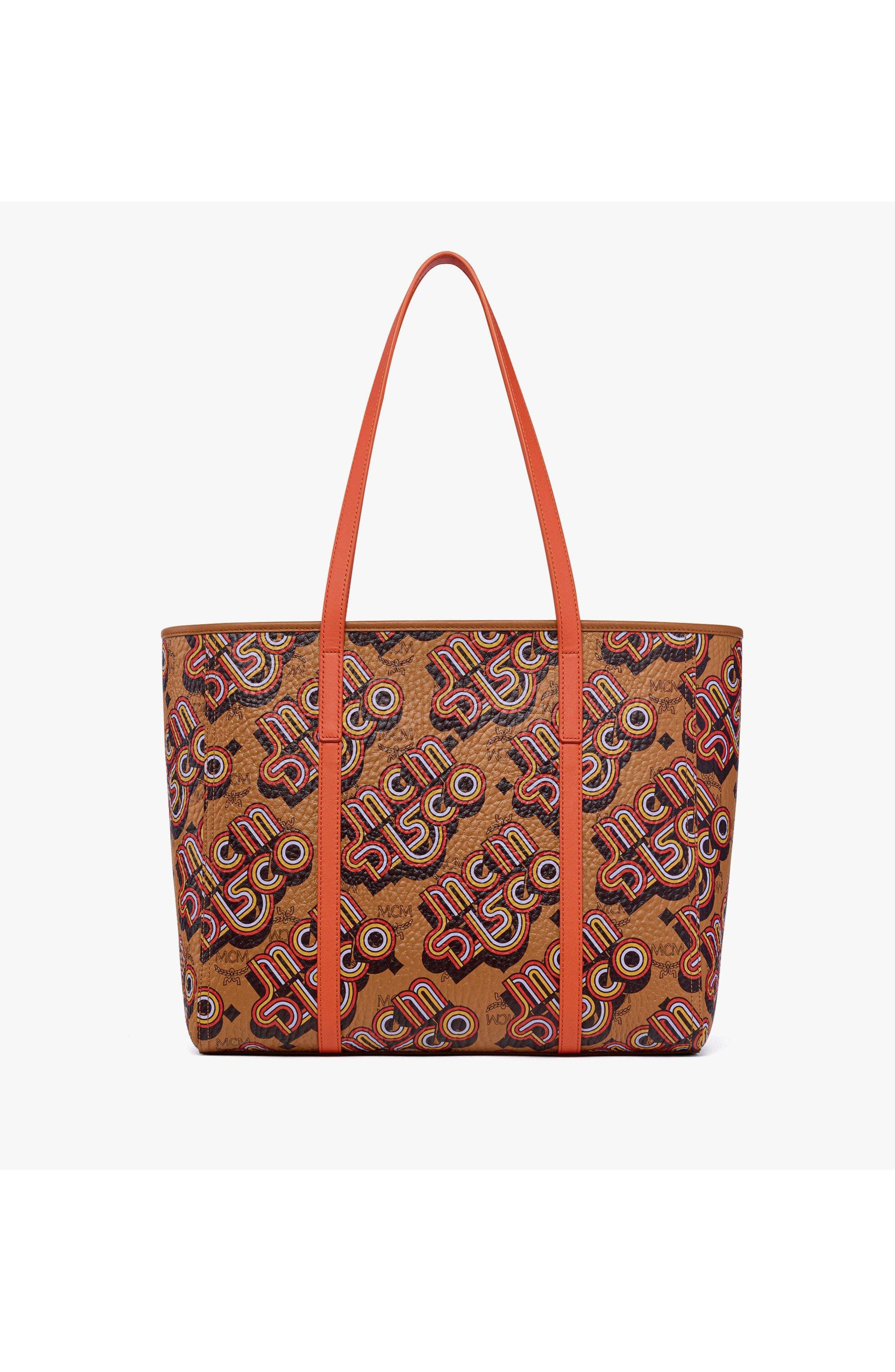 Medium Toni Top-Zip Shopper in Disco Visetos, Alternate, color, Brown