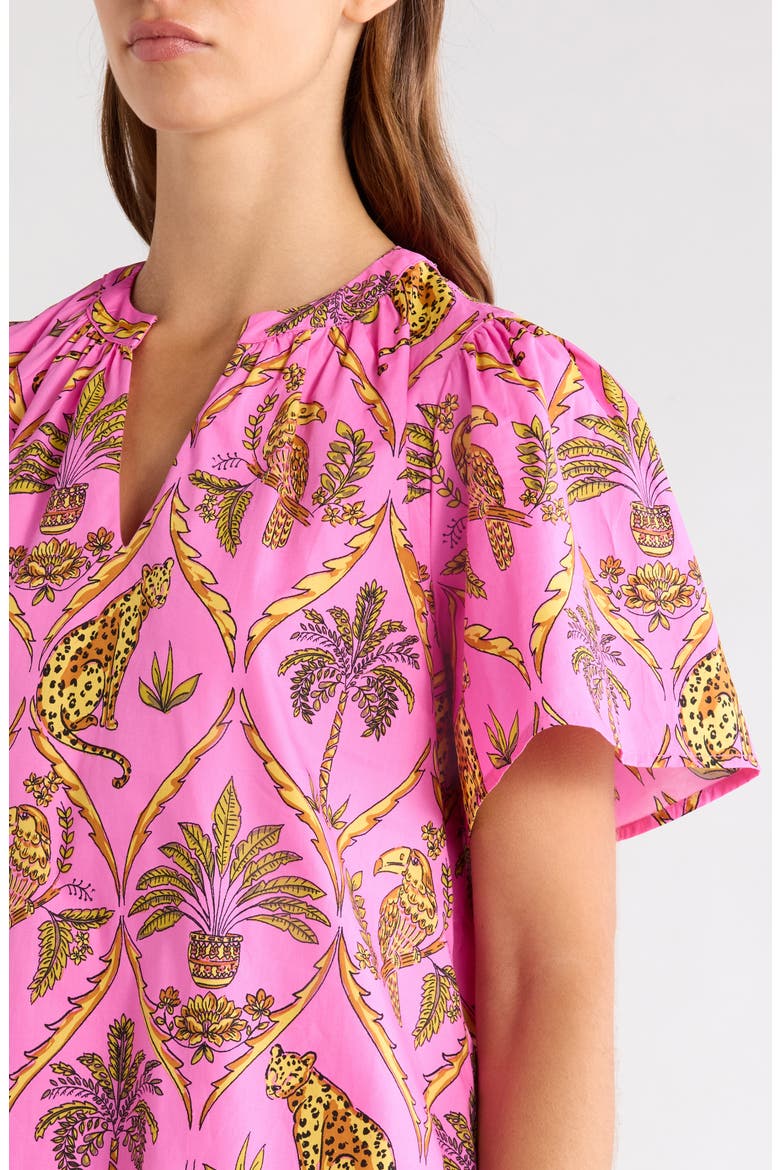 Panther Azari Cotton Shift Minidress, Alternate, color, PINK-LEOPARD